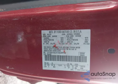 2001 Ford F-150 Lariat/Xl/Xlt z USA, uszkodzony, nr VIN 1FTRX18L01NB49732